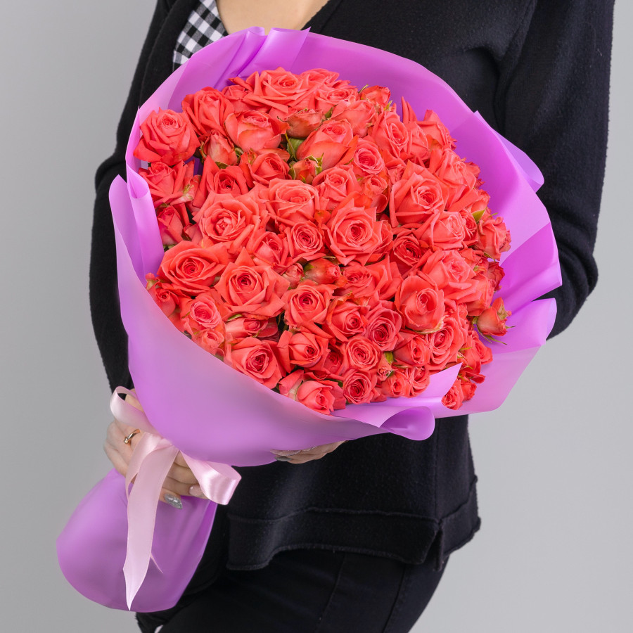 25 Кустовых Коралловых Роз (50 см.)
