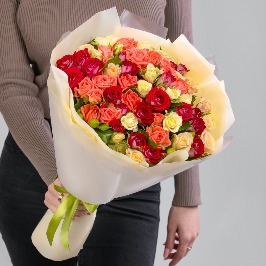 25 Кустовых Роз Микс (40 см.)