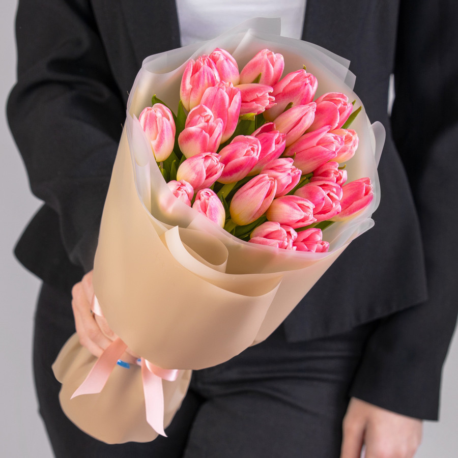 25 Розовых Тюльпанов