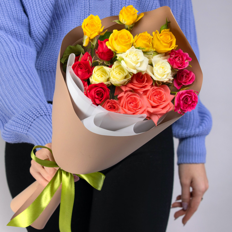 Корпоративный букет "5 Кустовых Роз Микс 40 см"